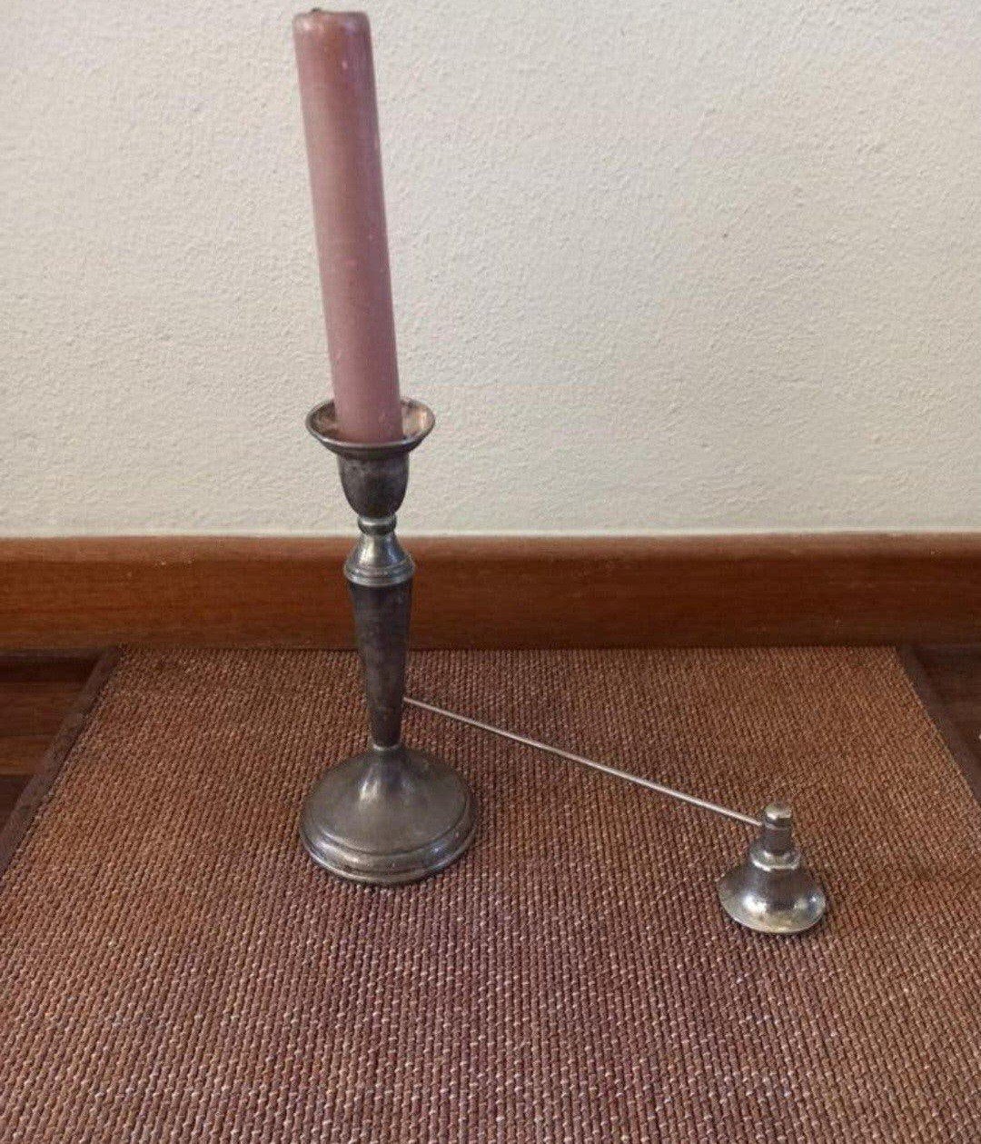Verchroomde kandelaar 18cm plus, kaars dover 22cm geldrop, Ophalen of Verzenden