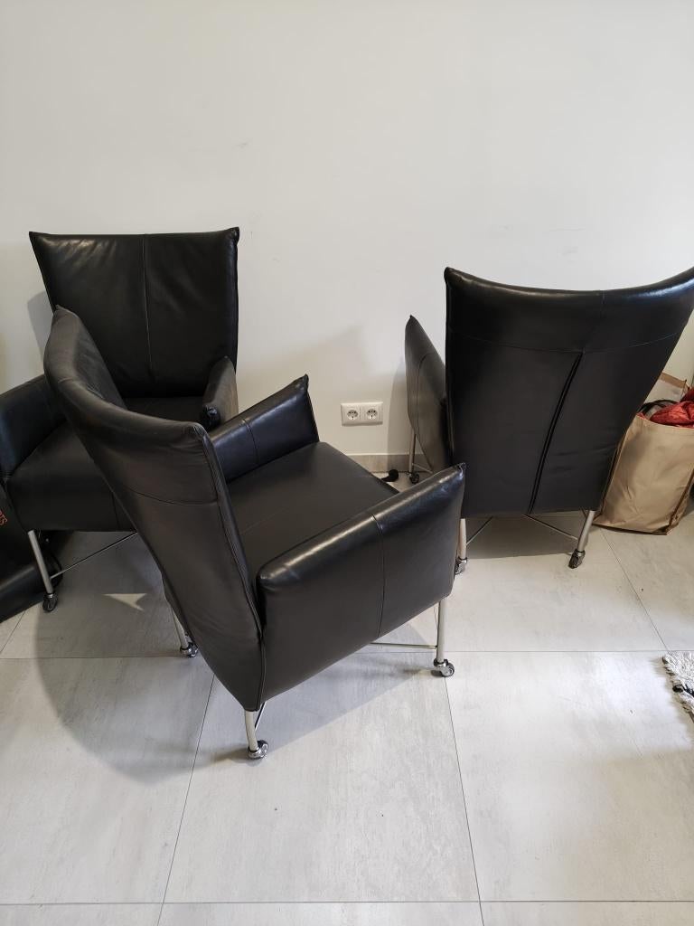 4st Jess lederen stoelen, Ophalen, Gebruikt, Zwart, Leer