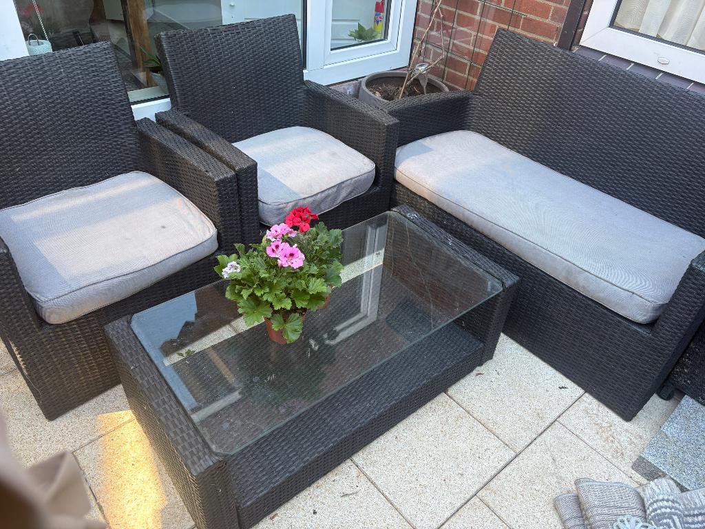 Tuinset, 5 zitplaatsen, Kunststof, Gebruikt, Ophalen of Verzenden