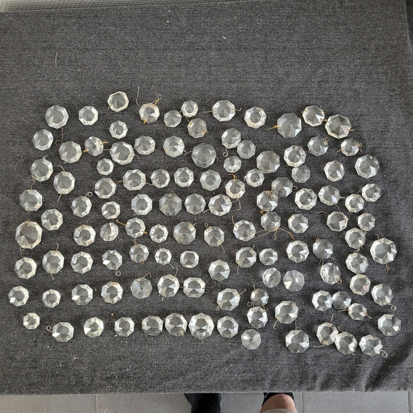 partij grote pegels diamant onderdelen kroonluchter  04, Ophalen of Verzenden, Gebruikt, Glas