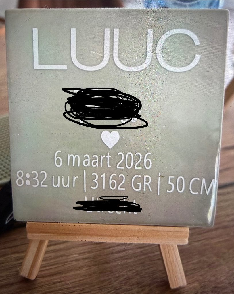 Gepersonaliseerd Tegeltje Geboorte, Handgemaakt, Nieuw, Ophalen of Verzenden, 10 cm