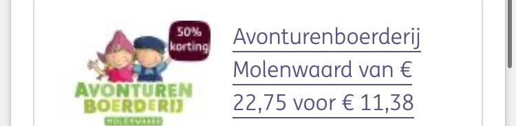 Voucher 50% avonturenboerderij Fien en Teun, Tickets en Kaartjes, Eén persoon, Kortingsbon, Overige typen