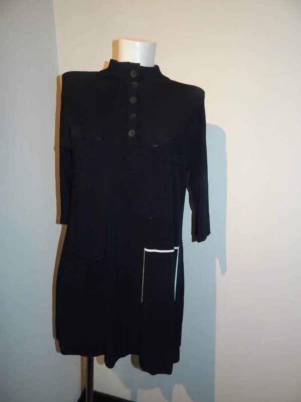Sarah Pacini tuniek stretch breisel wit accent apart 1size, Maat 38/40 (M), Verzenden, Sarah Pacini, Zwart