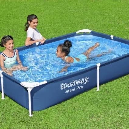 Bestway Steel Pro Opzetzwembad - 221x150x43 cm, Tuin en Terras, Zwembaden, Zo goed als nieuw, Opzetzwembad, Minder dan 80 cm, 200 tot 400 cm