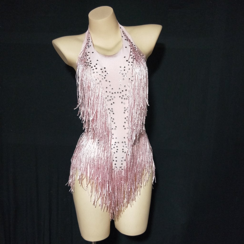 Dames lichtroze glitter bodysuit / jumpsuit festival outfit, Verzenden, Maat 42/44 (L), Nieuw, Overige thema's