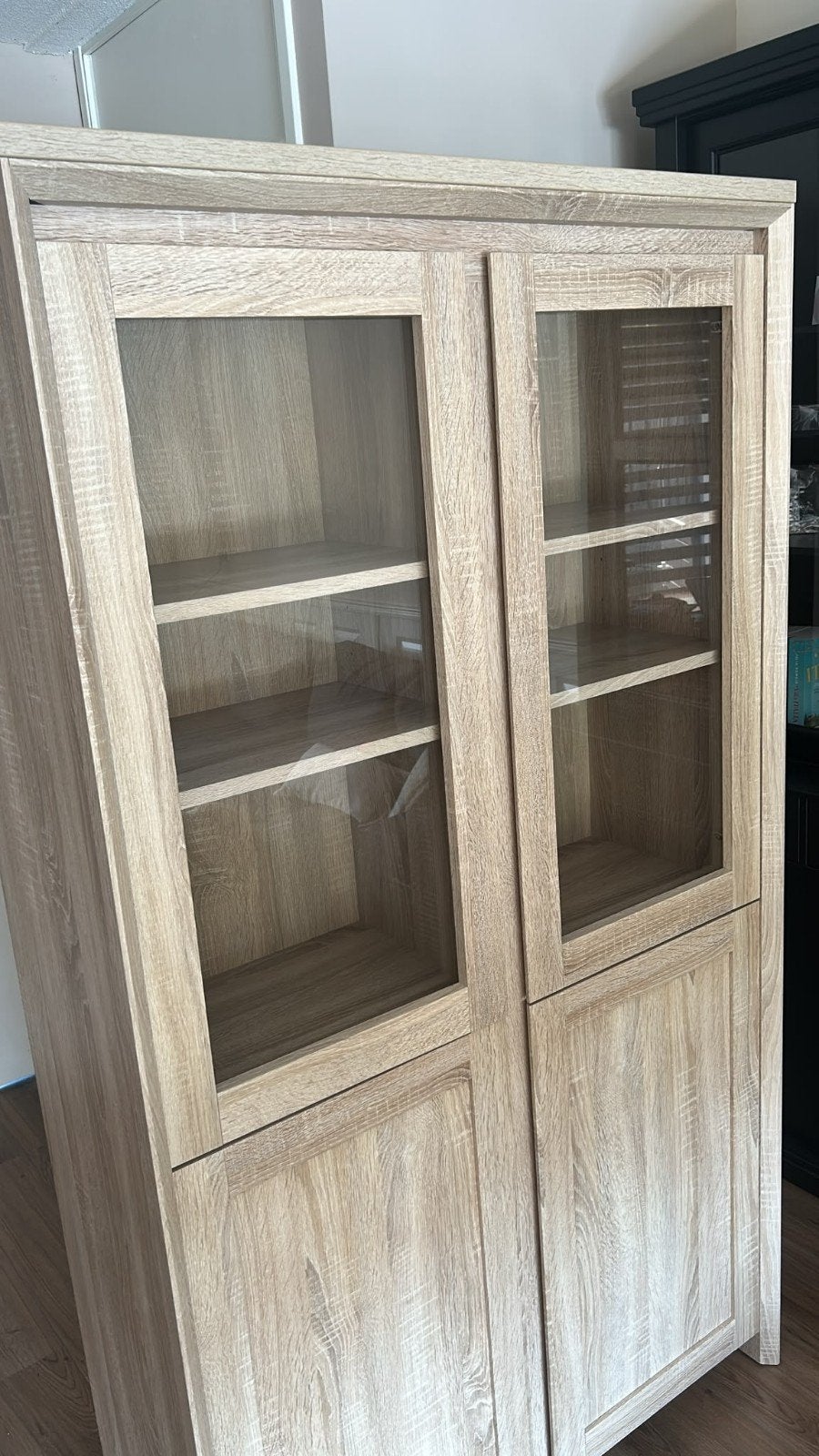 Boekenkast met glazen deuren en opbergruimte, Ophalen, Met deur(en), Modern, Scandinavisch, Glas