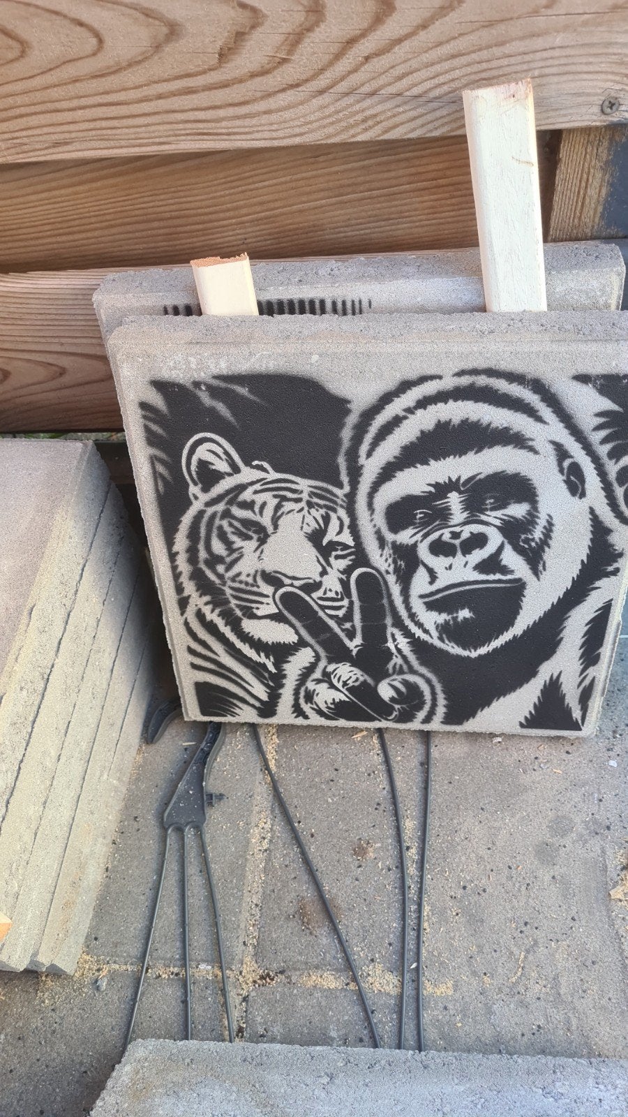 Stoeptegel Airbrush Streetart Tijger Gorilla 30x30, Ophalen of Verzenden