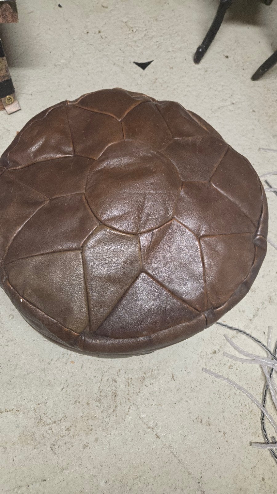 Leren poef, Ophalen, Minder dan 50 cm, Gebruikt, Rond