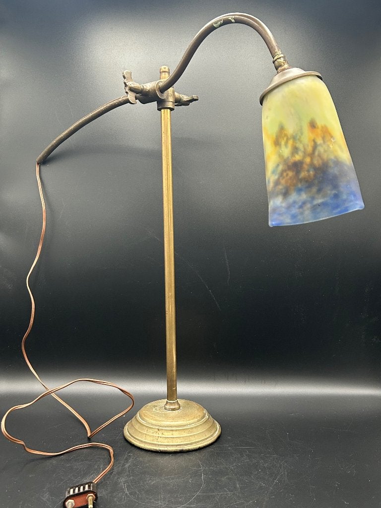 Muller Frères Lunéville Art Nouveau lamp met bronzen voet, Ophalen