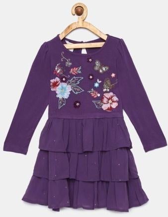 Monsoon paars feestjurk bloemen & ruches (maat 152-158) NEW, Kinderen en Baby's, Ophalen, Monsoon Fashion, Meisje, Nieuw