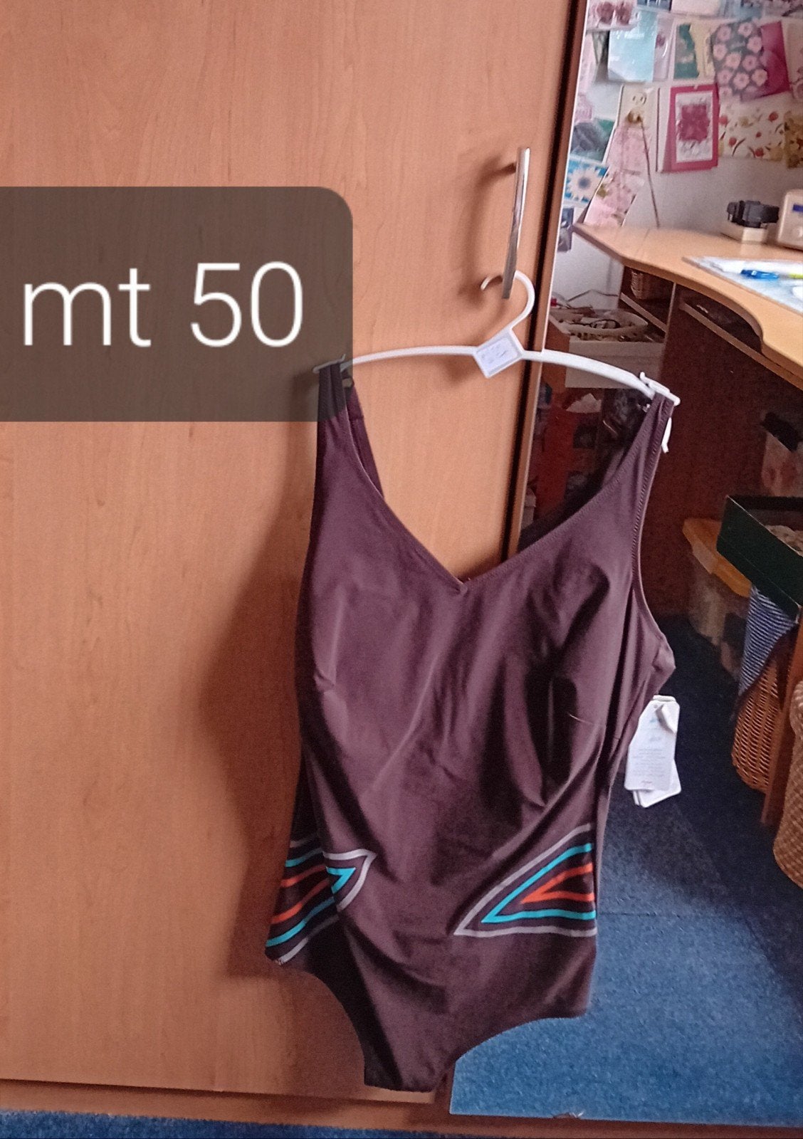 Nieuw badpak mt 50 met kaartje, prothese geschikt, Ophalen of Verzenden, Nieuw, Bruin, Badpak