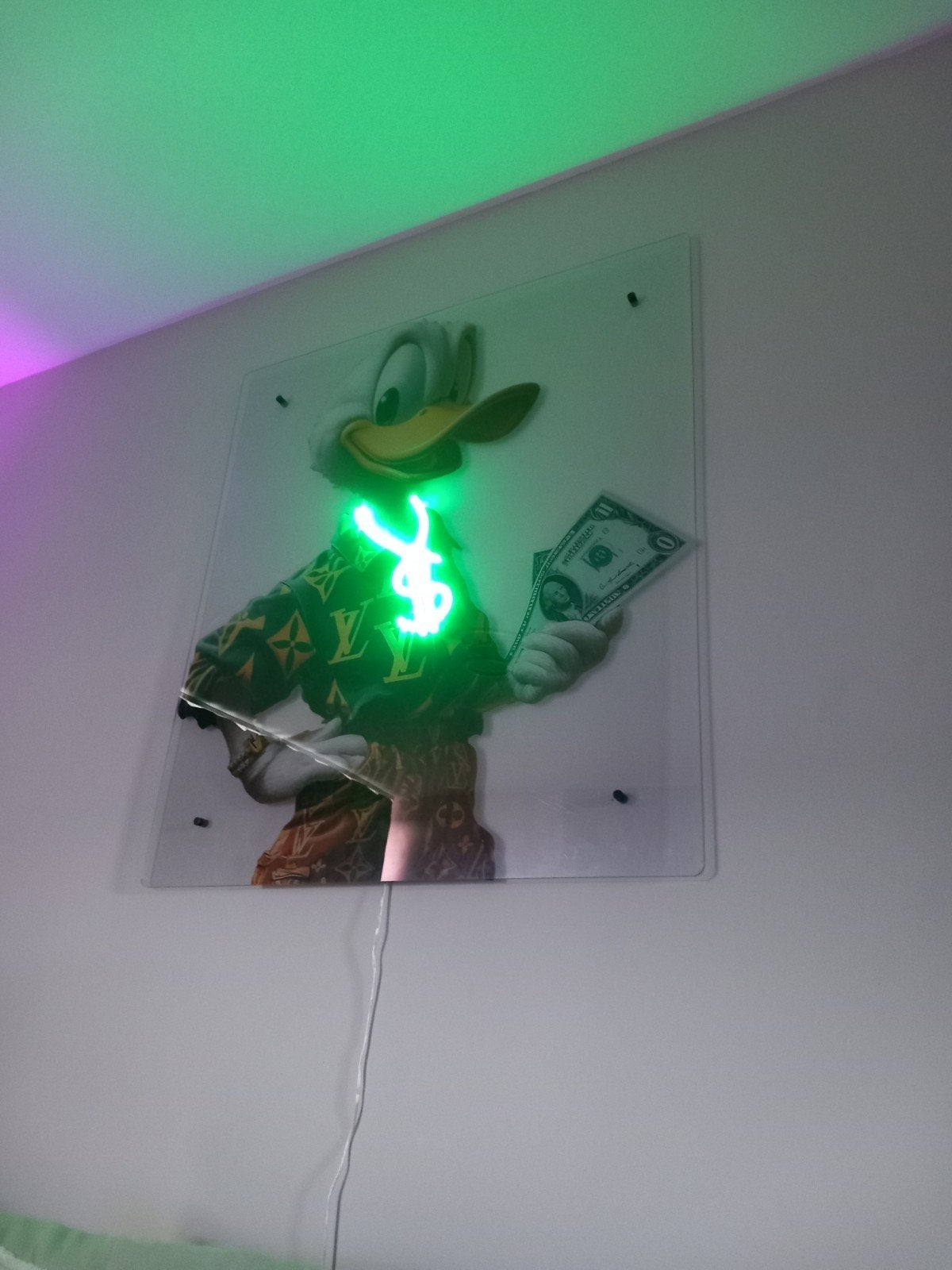 Dagobert duck Neonlamp Kunstwerk - Uniek en Stijlvol, Ophalen