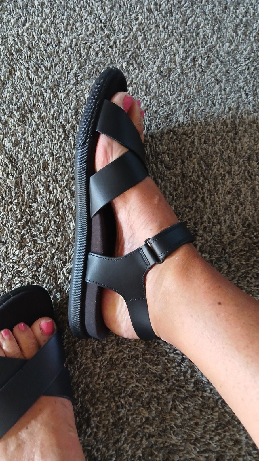 Zwarte sandalen met bandjes - Maat 41 leer Ecco, Ophalen of Verzenden, Zo goed als nieuw, Zwart, Sandalen of Muiltjes