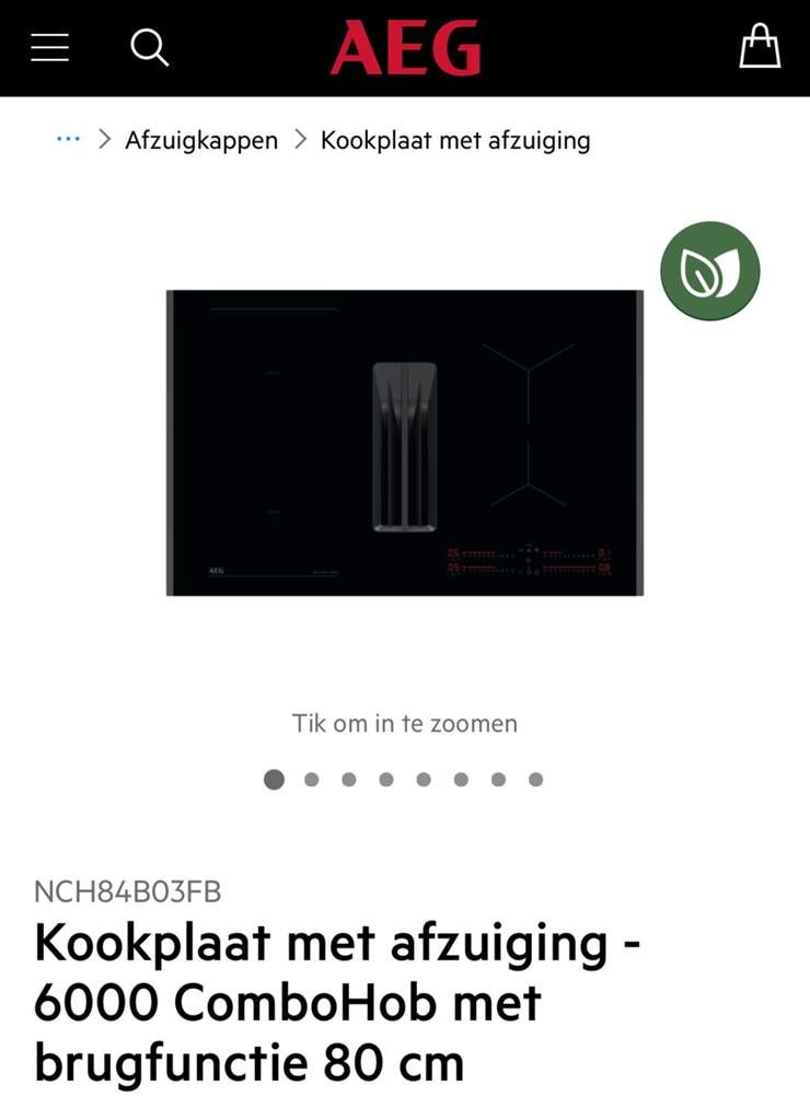 AEG kookplaat met afzuiging, Witgoed en Apparatuur, Kookplaten, Ophalen, Nieuw, 4 kookzones, Energieklasse A of zuiniger