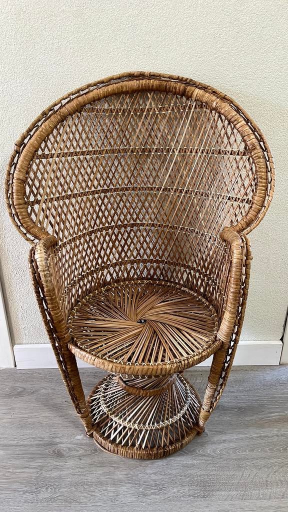 Rotan stoeltje pauwenstoel boho, Ophalen, Gebruikt, Stoel(en)