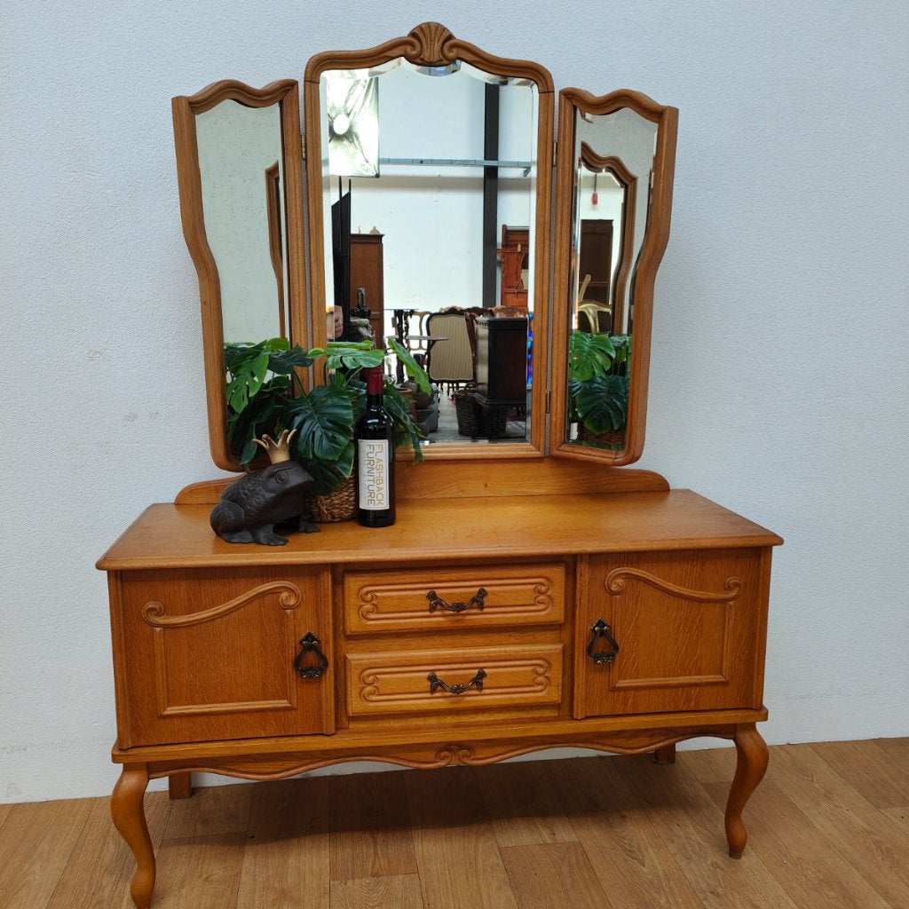 Vintage Queen Ann kaptafel make up tafel toilettafel 108, Gebruikt, 100 tot 150 cm, Valkenwaard, Info@flashbackfurniture.nl