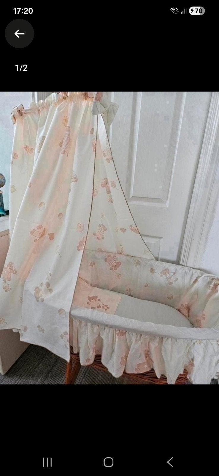 Alvi Wieg met hemel en bekleding - Zo goed als nieuw, Kinderen en Baby's, Babywiegjes en Ledikanten, Ophalen, Zo goed als nieuw