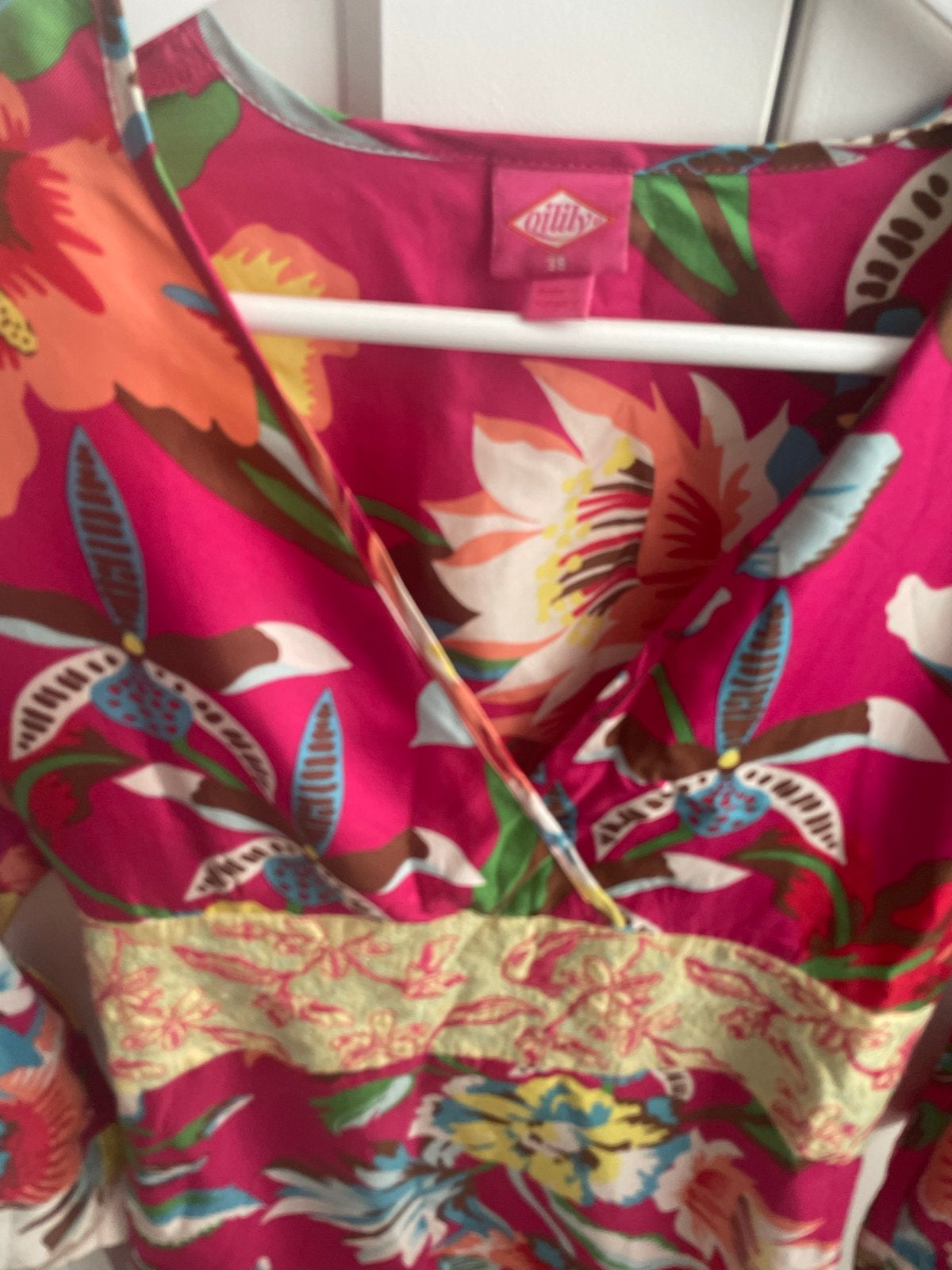 100 % zijden Oilily kimono jurk met bloemenprint, maat 38, Kleding | Dames, Jurken, Zo goed als nieuw, Knielengte, Roze, Ophalen