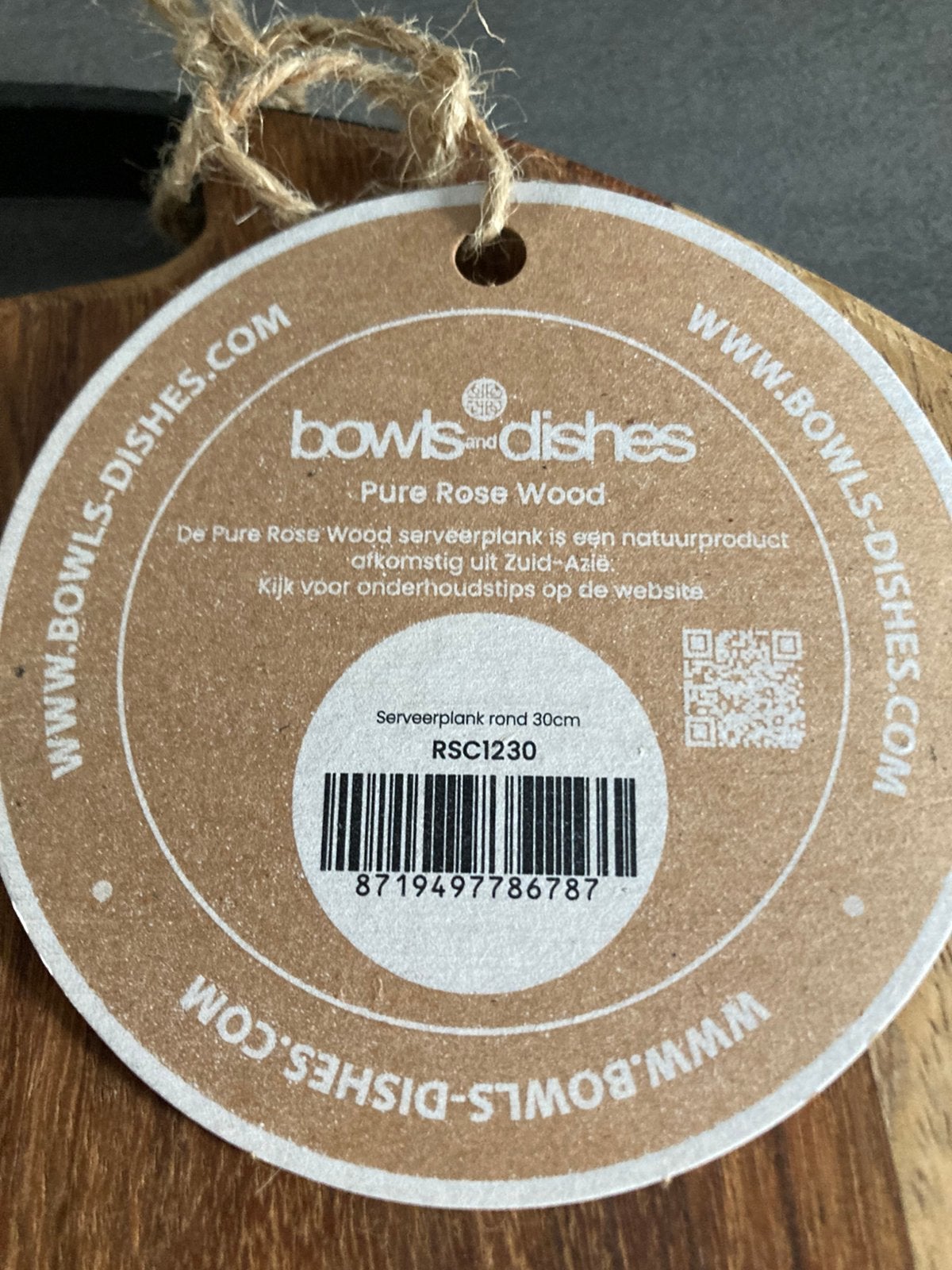 BORRELPLANK NIEUW. 30 CM, Ophalen, Zo goed als nieuw, Rond, Hout