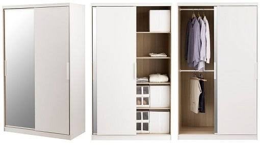 IKEA Morvik kast met schuifdeuren en spiegel, Ophalen, Gebruikt, 100 tot 150 cm, 200 cm of meer