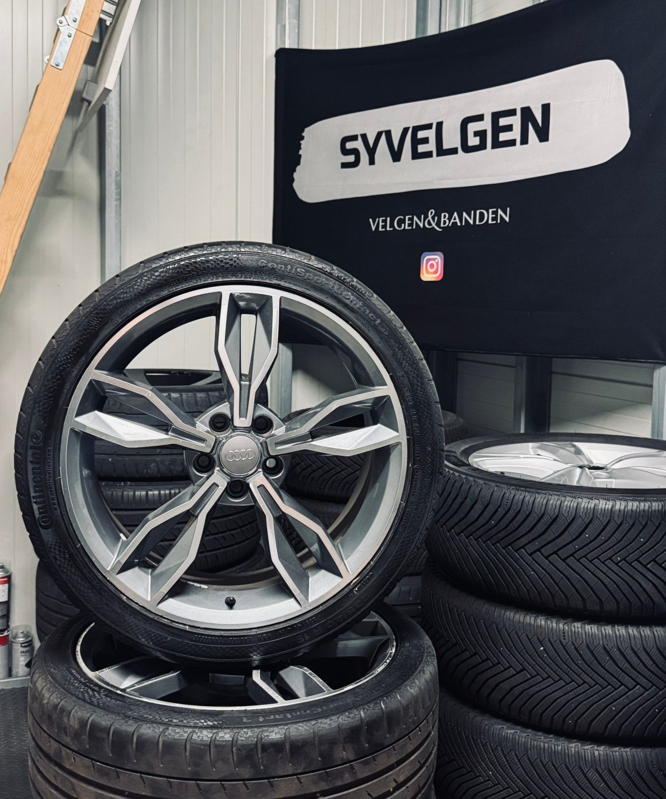 19" 5x112 VW Golf Caddy Velgen - Continental Zomerbanden, Gebruikt, Banden en Velgen, 235 mm, Personenwagen