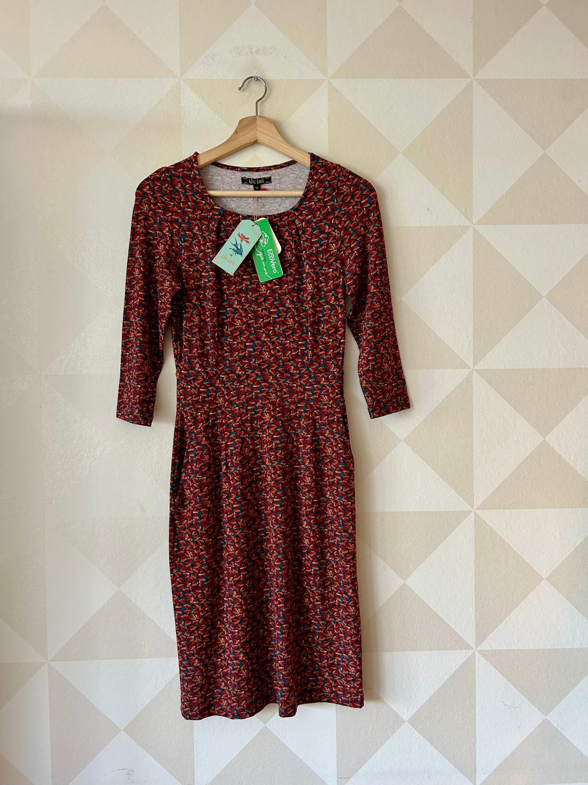 King Louie Mona Dress jurk bruin XS/34 NIEUW, Kleding | Dames, Jurken, Bruin, Nieuw, Ophalen of Verzenden, Knielengte