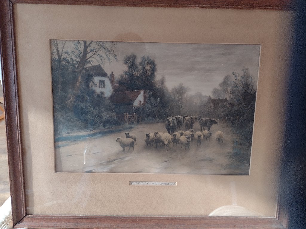 landschap met Boerderijen Huizen en koeien en, Ophalen, Klassiek, Handgeschilderd, Landschap