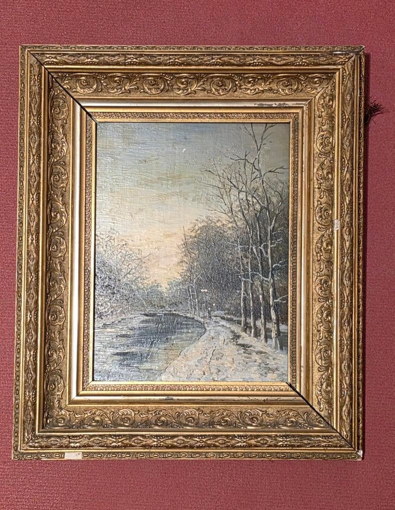 Landschapschildrij , zomer en winter tafereel, Antiek en Kunst, Ophalen of Verzenden