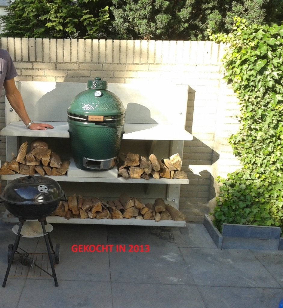 WWOO BUITENKEUKEN MET BGE MEDIUM, Ophalen, Houtskool, Vrijstaand, Big Green Egg (origineel)