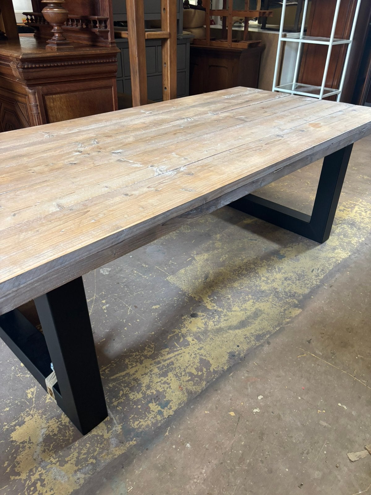 Steigerhouten eettafel - 100x210x75H, 1025xe, 200 cm of meer, Zo goed als nieuw, Re