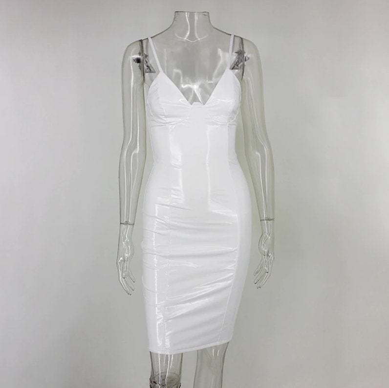 Witte leren jurk wetlook jurkje leer strakke dames vrouwen, Kleding | Dames, Jurken, Maat 38/40 (M), Verzenden, Wit, Nieuw