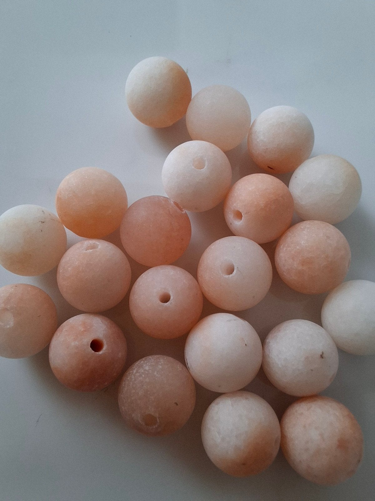 21 stuks 8 mm natuursteen kralen wit roze edelsteen, Kraal, -, -, Nieuw