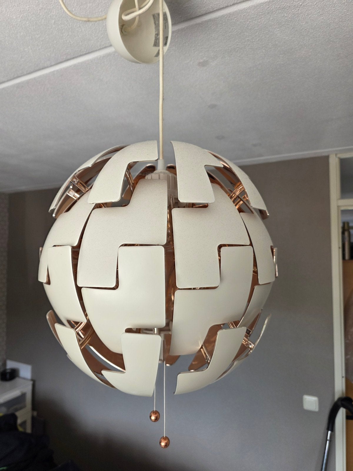 IKEA PS 2014 Hanglamp - Wit/Koper - Uitschuifbaar, Huis en Inrichting, Lampen | Hanglampen, Ophalen, E27 (groot), Metaal, Modern, Scandinavisch, Speels