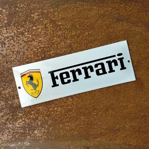 Emaille Schild FERRARI Garage Dealer Reclamebord Vintage Wit, Verzamelen, Merken en Reclamevoorwerpen, Verzenden, Gebruikt, Reclamebord