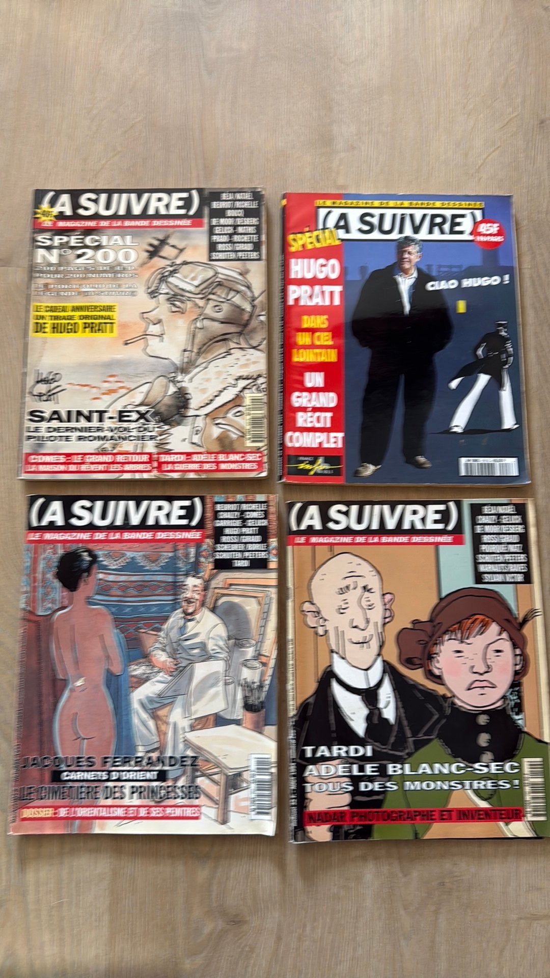 4x A Suivre) Tijdschriften - special Hugo Pratt Tardi, Boeken, Meerdere stripboeken, Ophalen of Verzenden, Gelezen
