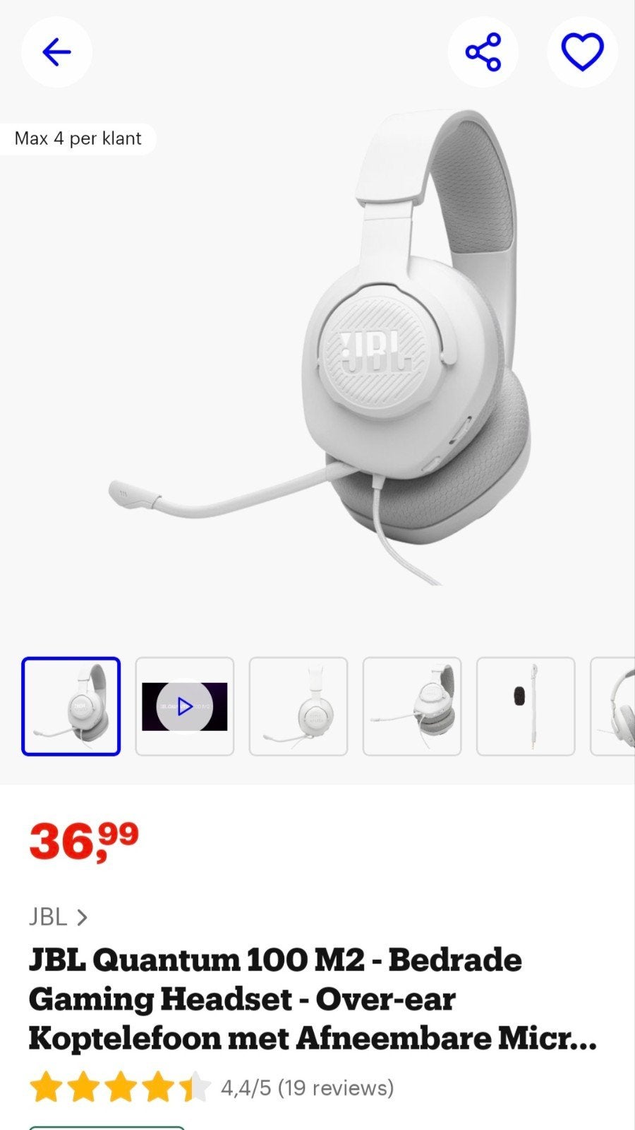 JBL Quantum 100 M2 Bedrade Gaming Headset Wit, JBL, Nieuw, Ophalen of Verzenden, Wit