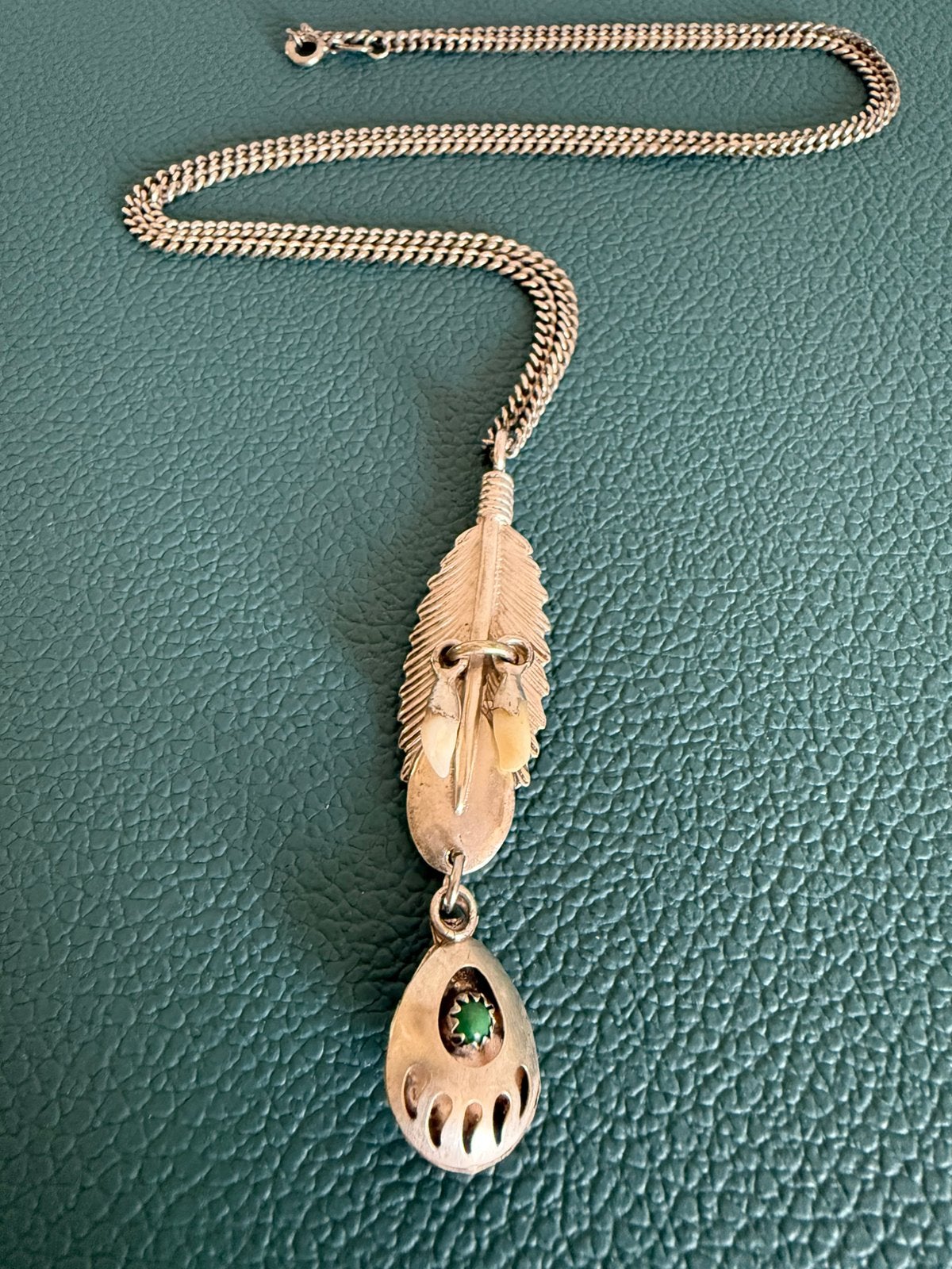 Y002/Oude Vintage Zilveren NAVAJO American Native ketting, Gebruikt, Verzenden, X, Groen