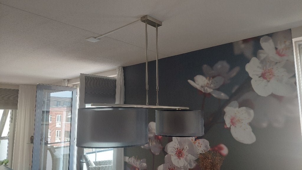 Hanglamp met stoffen kap(pen), Ophalen, Kunststof, Gebruikt, E27 (groot)