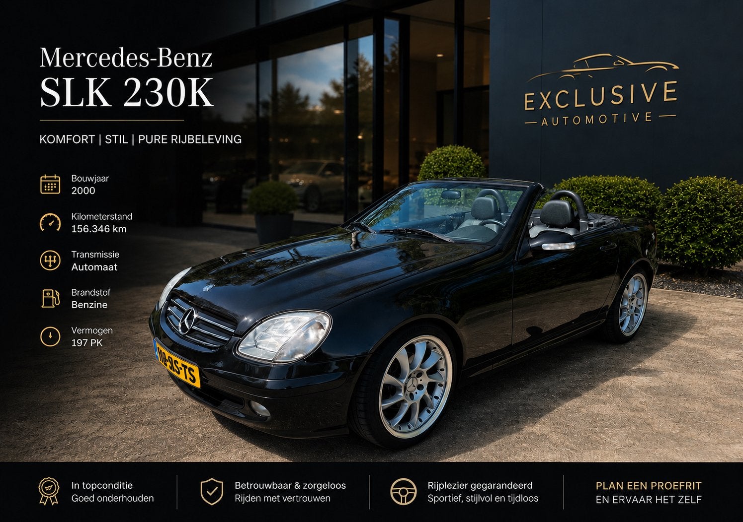 Mercedes Slk230 AUT 197pk nw apk airco  lorinser, Euro 5, Achterwielaandrijving, 4 cilinders, Cabriolet