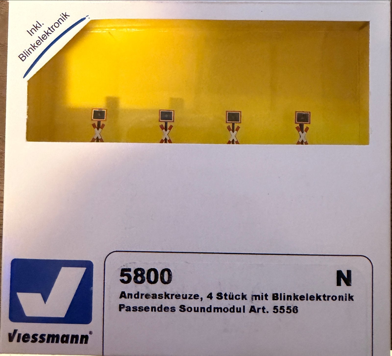 Viessmann 5800 Andreaskruis (4x) N spoor met knipperlicht, Overige merken, Gelijkstroom of Wisselstroom, Overige typen, Nieuw