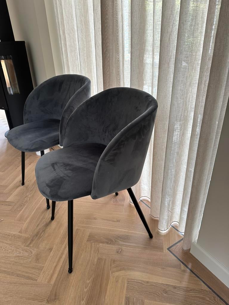 Antracietgrijze eetkamerstoelen - 2 stuks, Ophalen, Gebruikt, Twee, Overige materialen