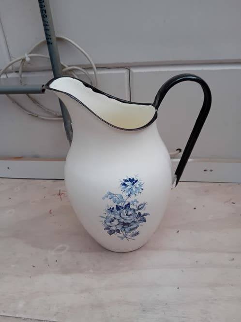 Prachtige vintage emaille kan, vervaardigd in Polen., Antiek en Kunst, Antiek | Emaille, Ophalen of Verzenden