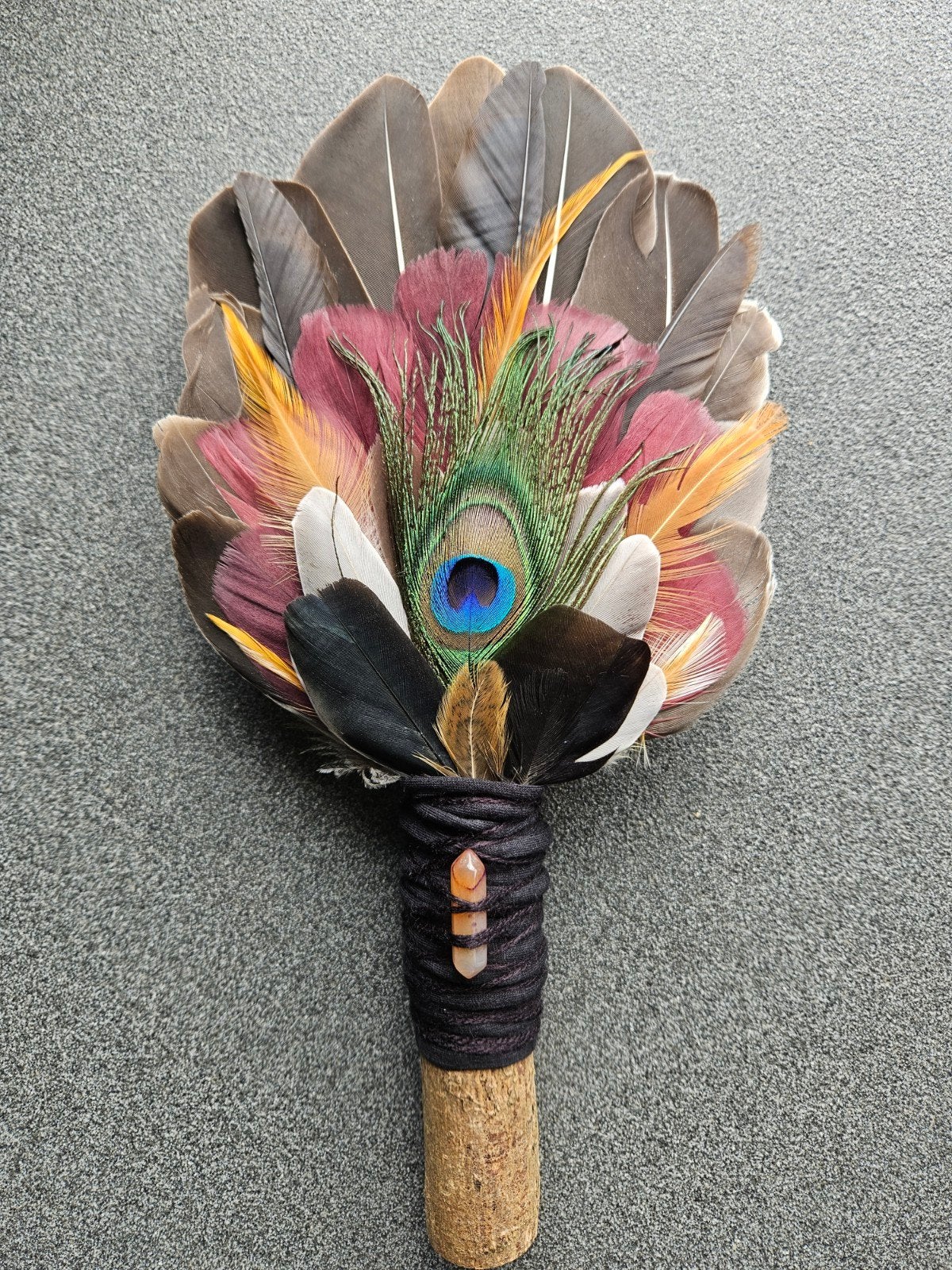 smudge feathers agaat veren waaier feather stick reiki, Ophalen of Verzenden