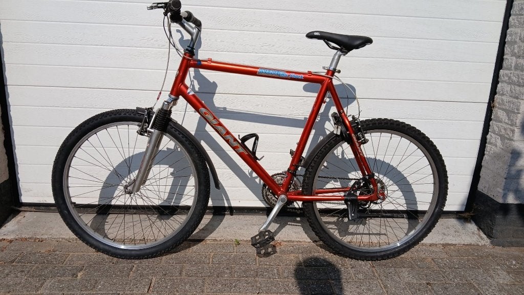 Giant mountainbike, Boulder Alu Shock, Gebruikt, Velgrem, Giant, Ophalen