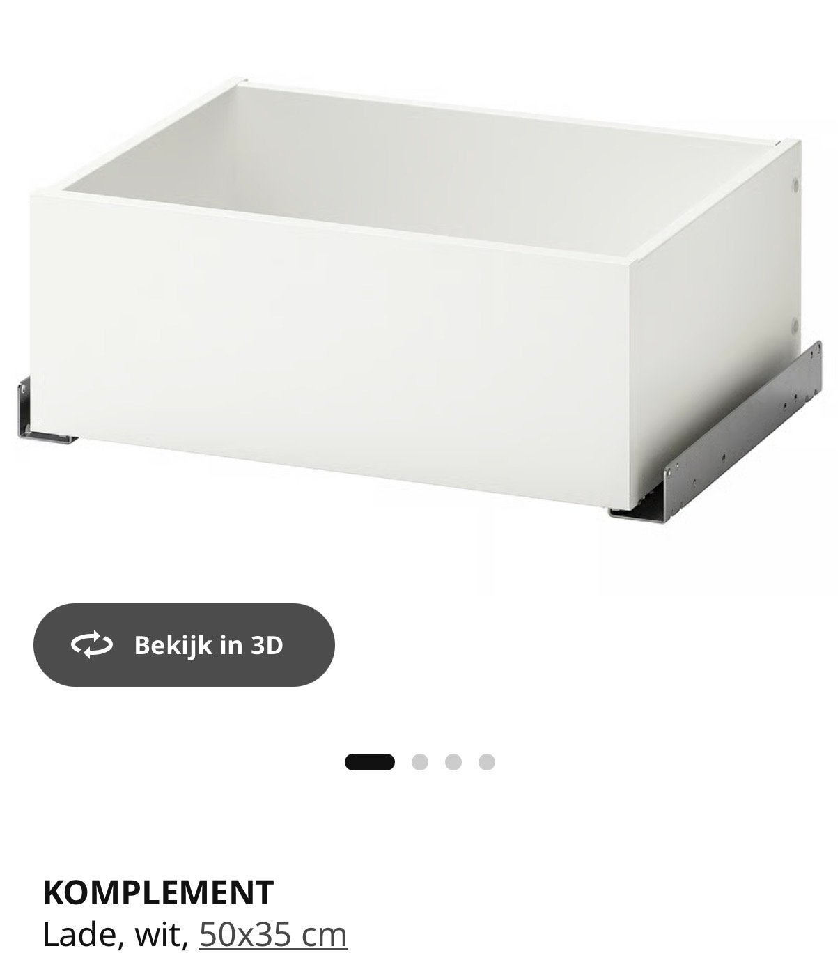 GEZOCHT IKEA KOMPLEMENT lade wit 50x35 cm PAX (4 stuks), Ophalen, Minder dan 50 cm, Gebruikt, 1 of 2 laden
