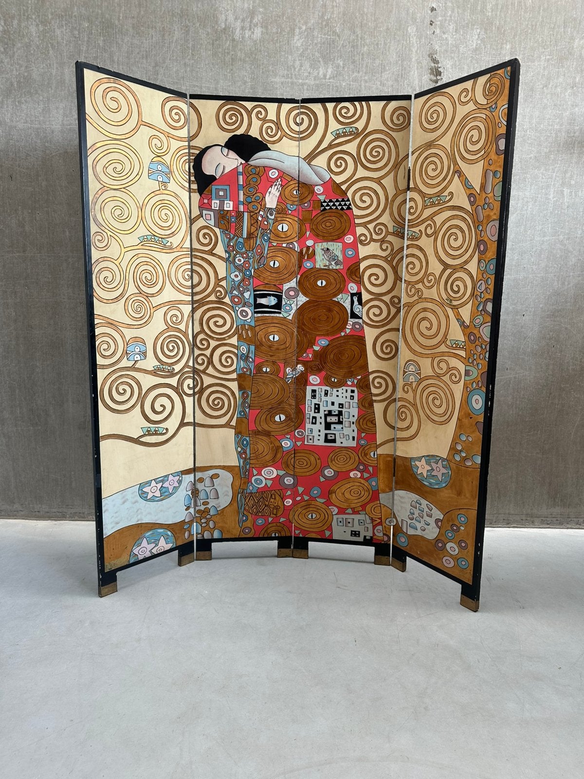 Vintage kamerschermGustav Klimt 'De Omhelzing', Huis en Inrichting, Ophalen, Gebruikt, X, X