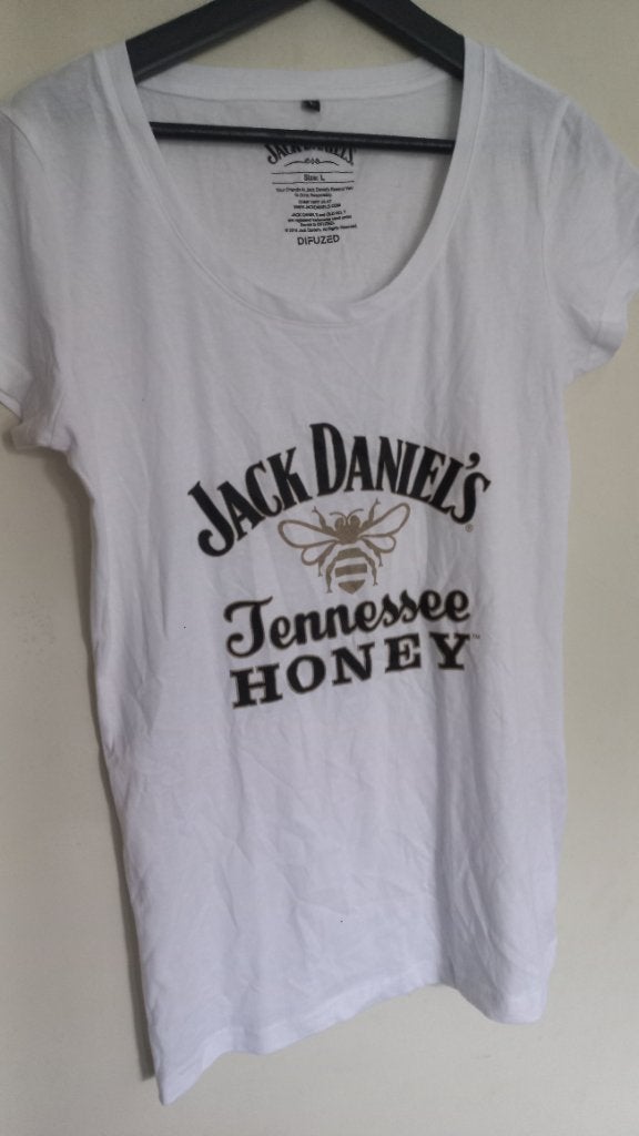 Jack Daniel's Tennessee Honey T-shirt Maat L, Wit, Maat 42/44 (L), Nieuw, Difuzed
