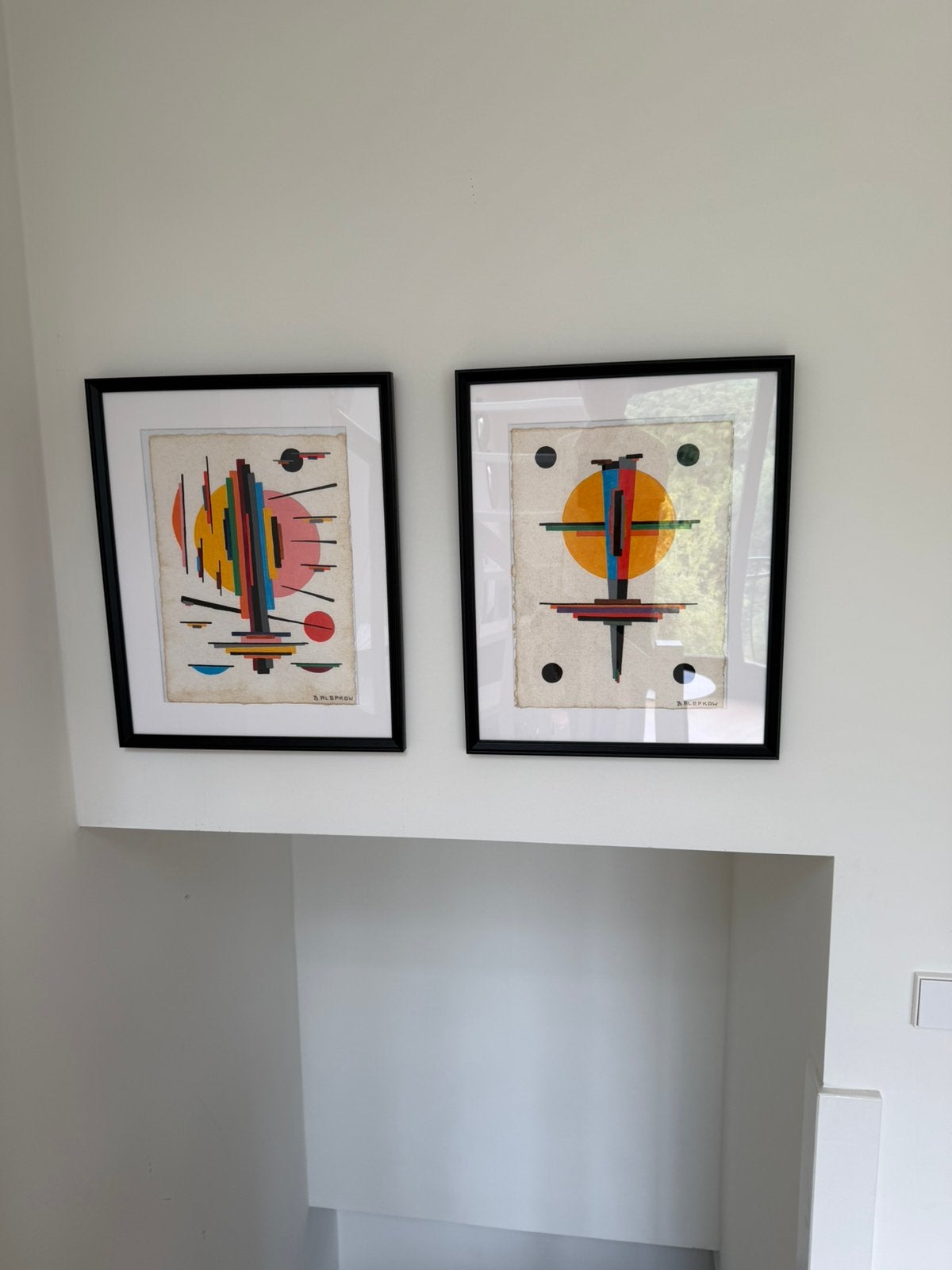 Abstract geometrisch schilderij - Boris Alepkow gouaches., Ophalen of Verzenden