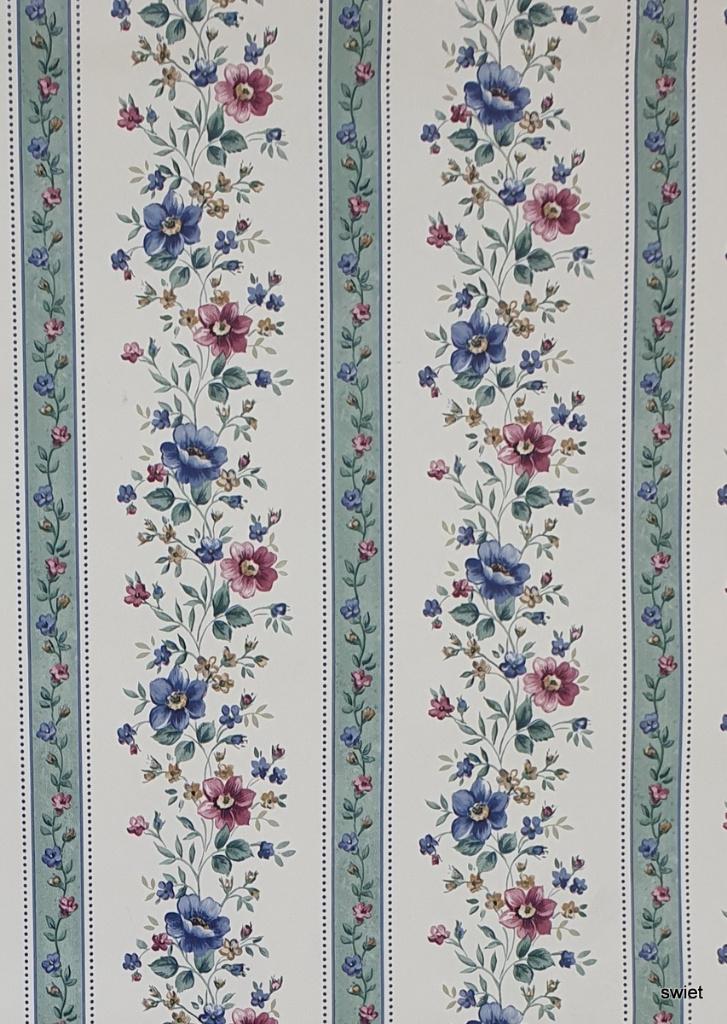 10301 Engelse stijl bloemenbehang met paars en rood. swiet, Verzenden, Minder dan 10 m², Rood