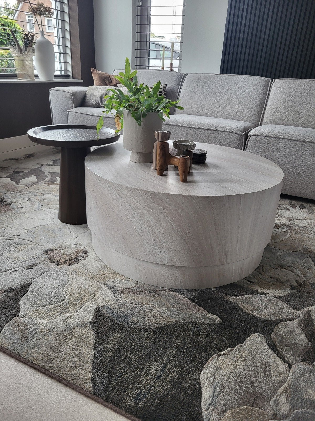 Stijlvolle ronde salontafel - MARMERLOOK, Huis en Inrichting, Tafels | Salontafels, Ophalen, 50 tot 100 cm, Rond, 50 tot 100 cm